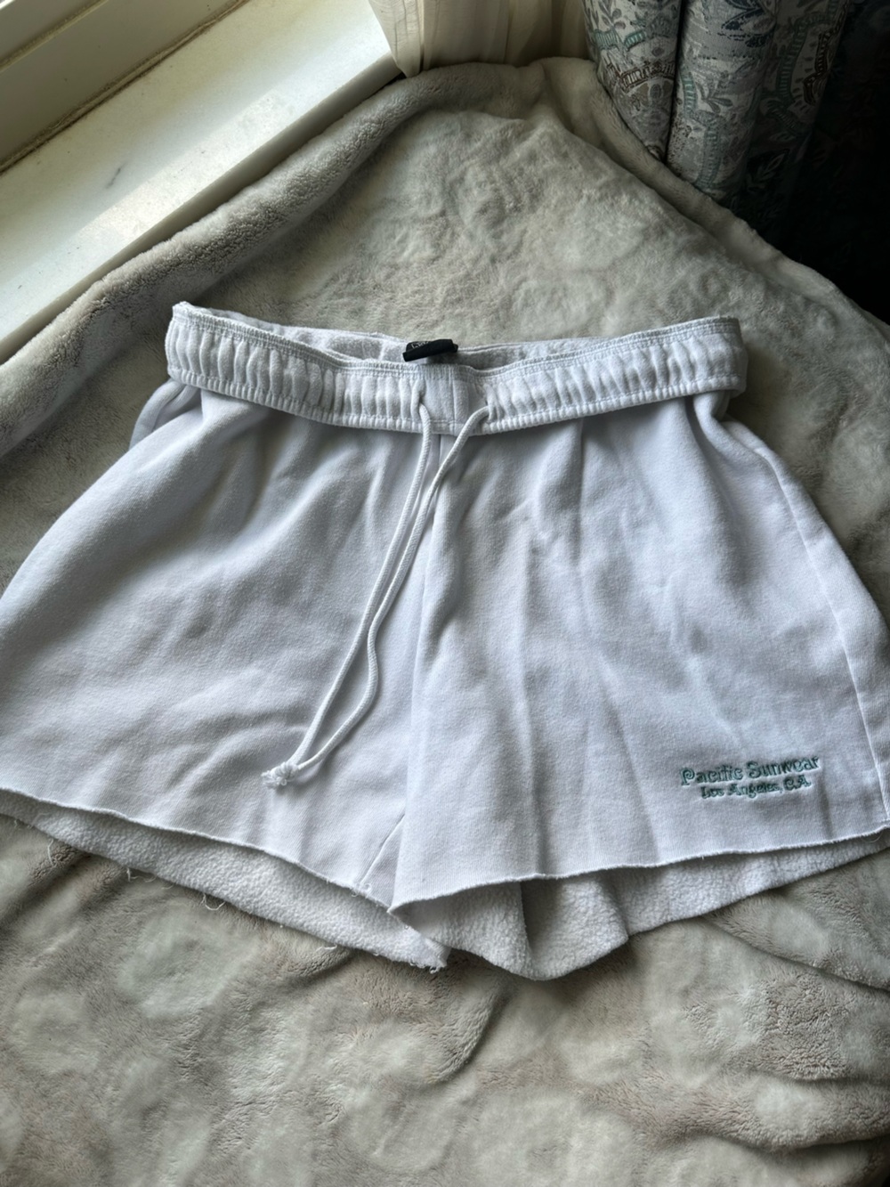 VTG white foldover drawstring mini shorts